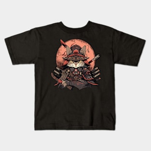 samurai cat Kids T-Shirt